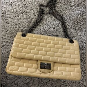 Vintage unbranded diamond beige leather shoulder bag